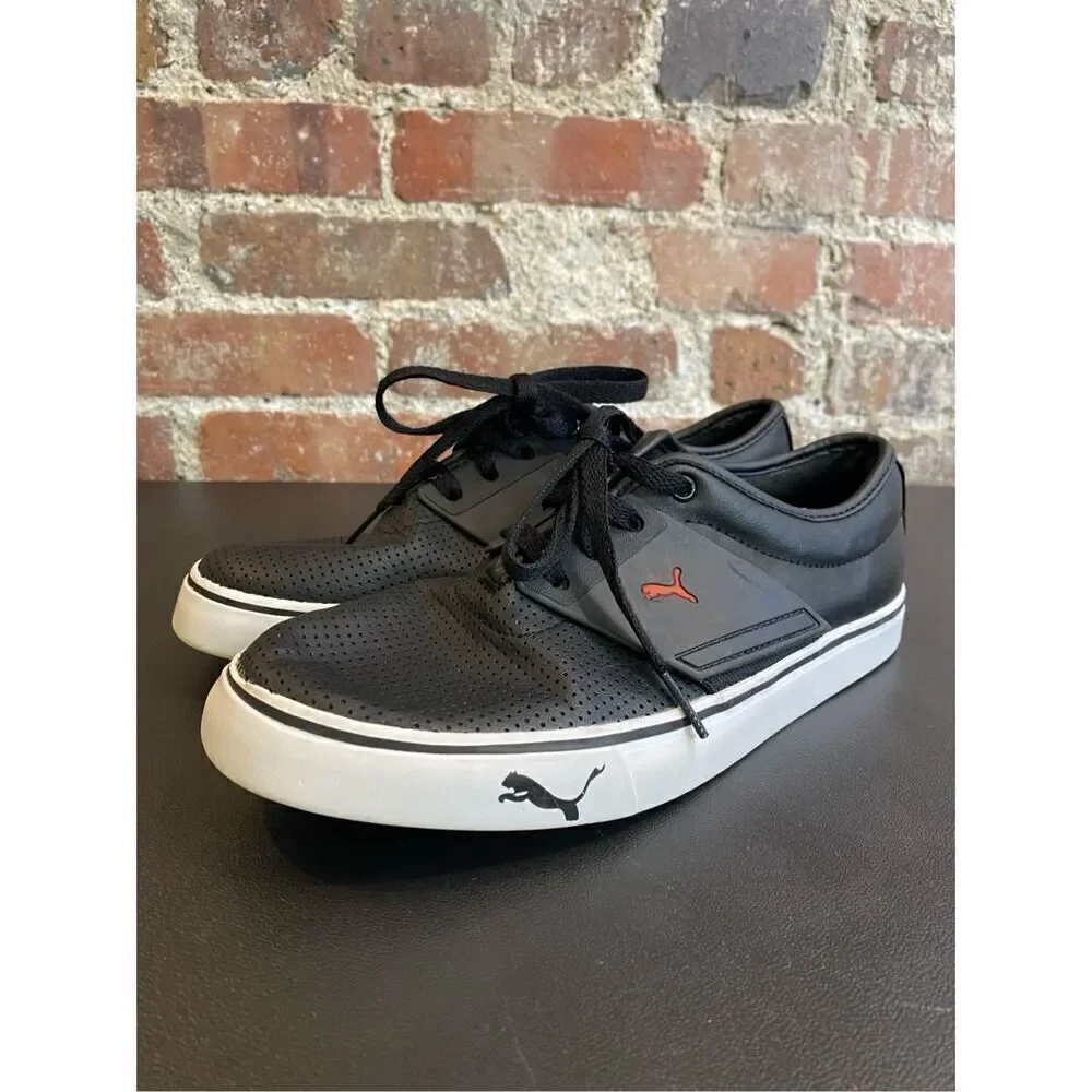 Puma Black Leather Sport Lifestyle Skater Sneaker SZ us7/eu39